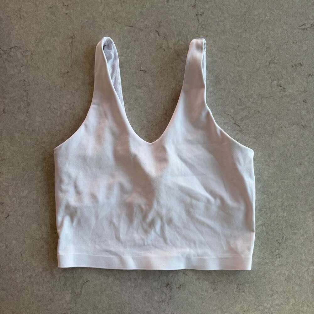 Ethos White Longline V-Neck Sports Bra